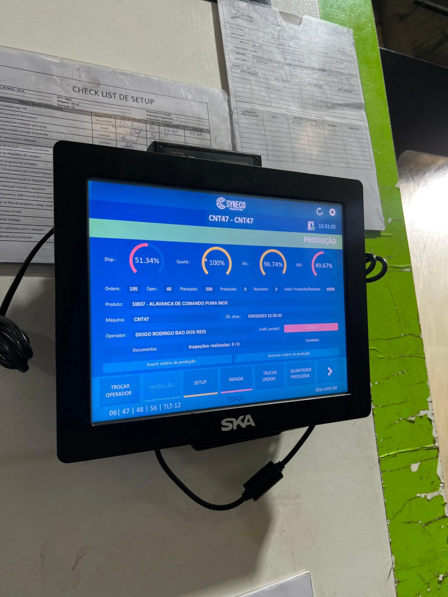 Sistema MES Syneco — controle de produção em tempo real